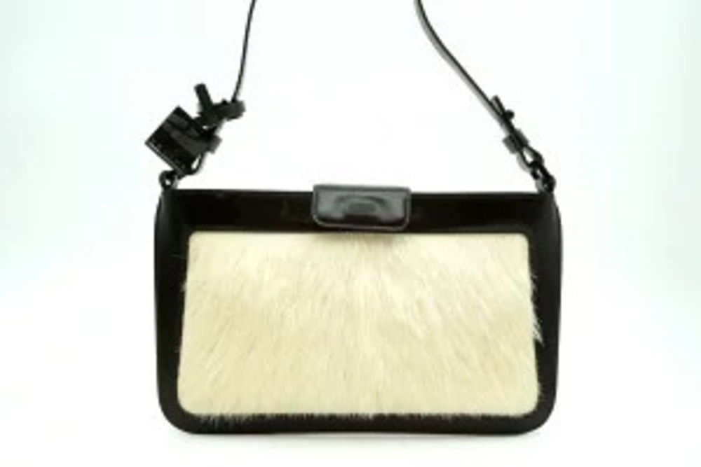 Celine Hobo Bag Calf Hair Fur Plate Gusset Leather Brown